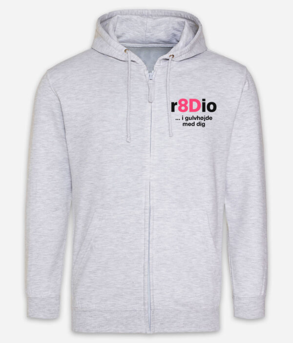 r8dio i gulvhoejde brystlogo hoodie ash front