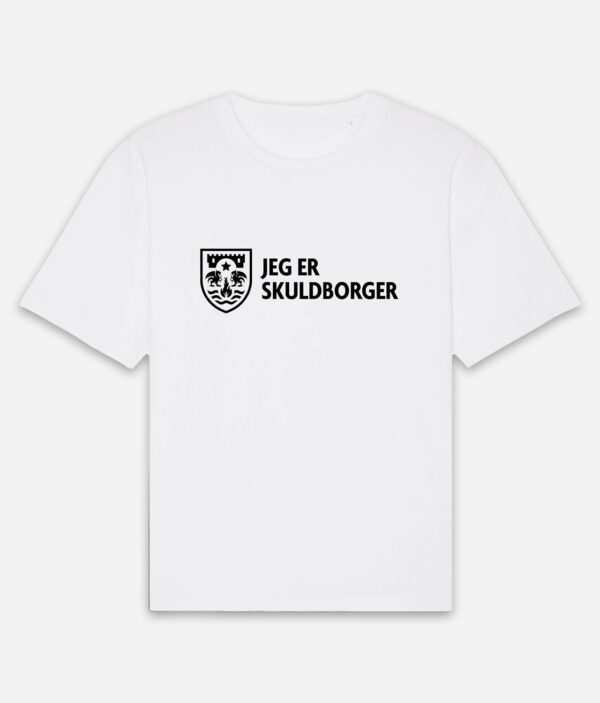 r8dio jeg er skuldborger tshirt white front