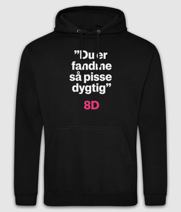 pisse dygtig black hoodie 2024 mockup