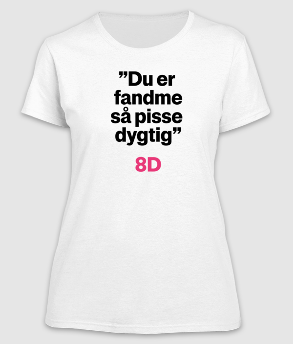 pisse dygtig white womens tshirt 2024 mockup